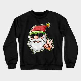 Santa Hat Watermelon Victory Sign Sunglass Christmas in July Crewneck Sweatshirt